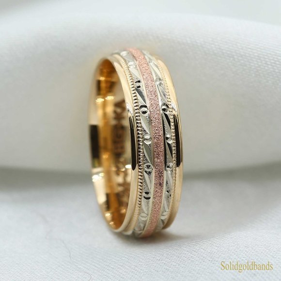 10 K Gold wedding Band 6mm , white gold, yellow gold, rose gold, engagement - Picture 1 of 3